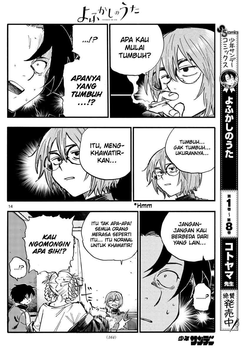Yofukashi no Uta — Chapter 95, halaman 15