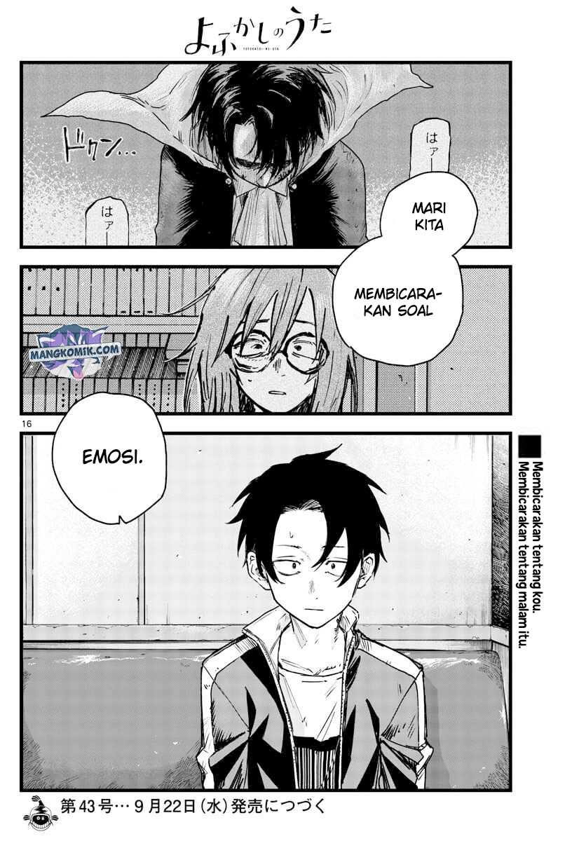 Yofukashi no Uta — Chapter 95, halaman 17
