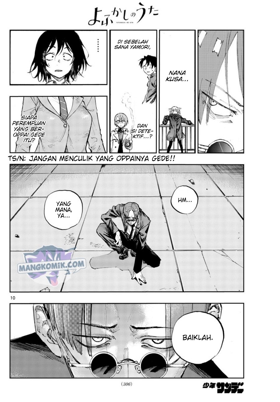 Yofukashi no Uta — Chapter 111, halaman 10