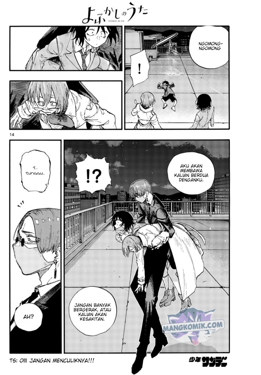 Yofukashi no Uta — Chapter 111, halaman 14