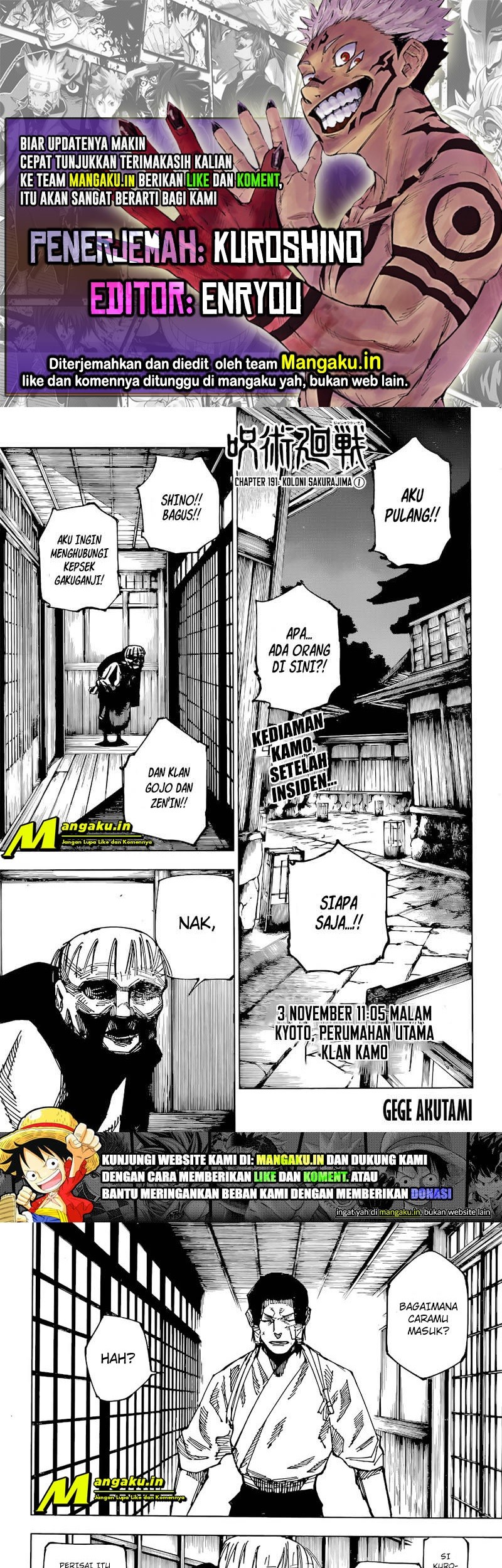 Jujutsu Kaisen — Chapter 191, halaman 1