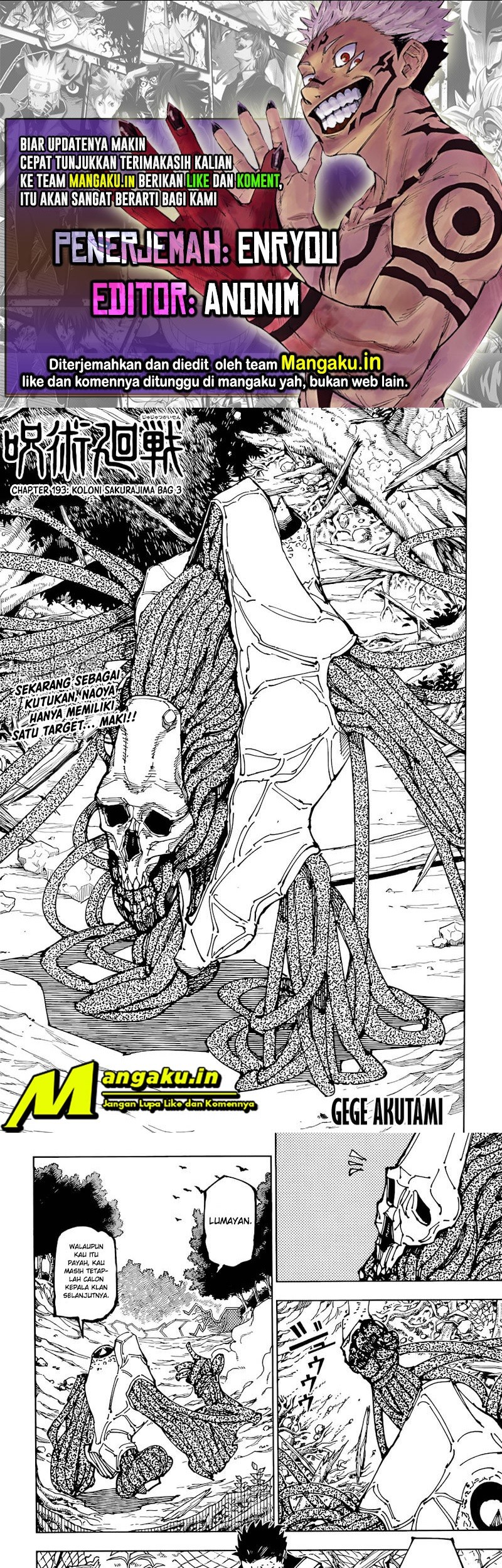 Jujutsu Kaisen — Chapter 193, halaman 1