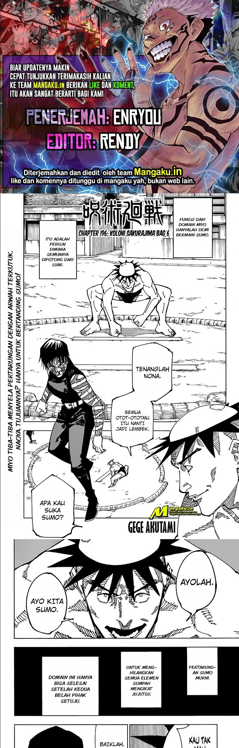 Jujutsu Kaisen — Chapter 196, halaman 1