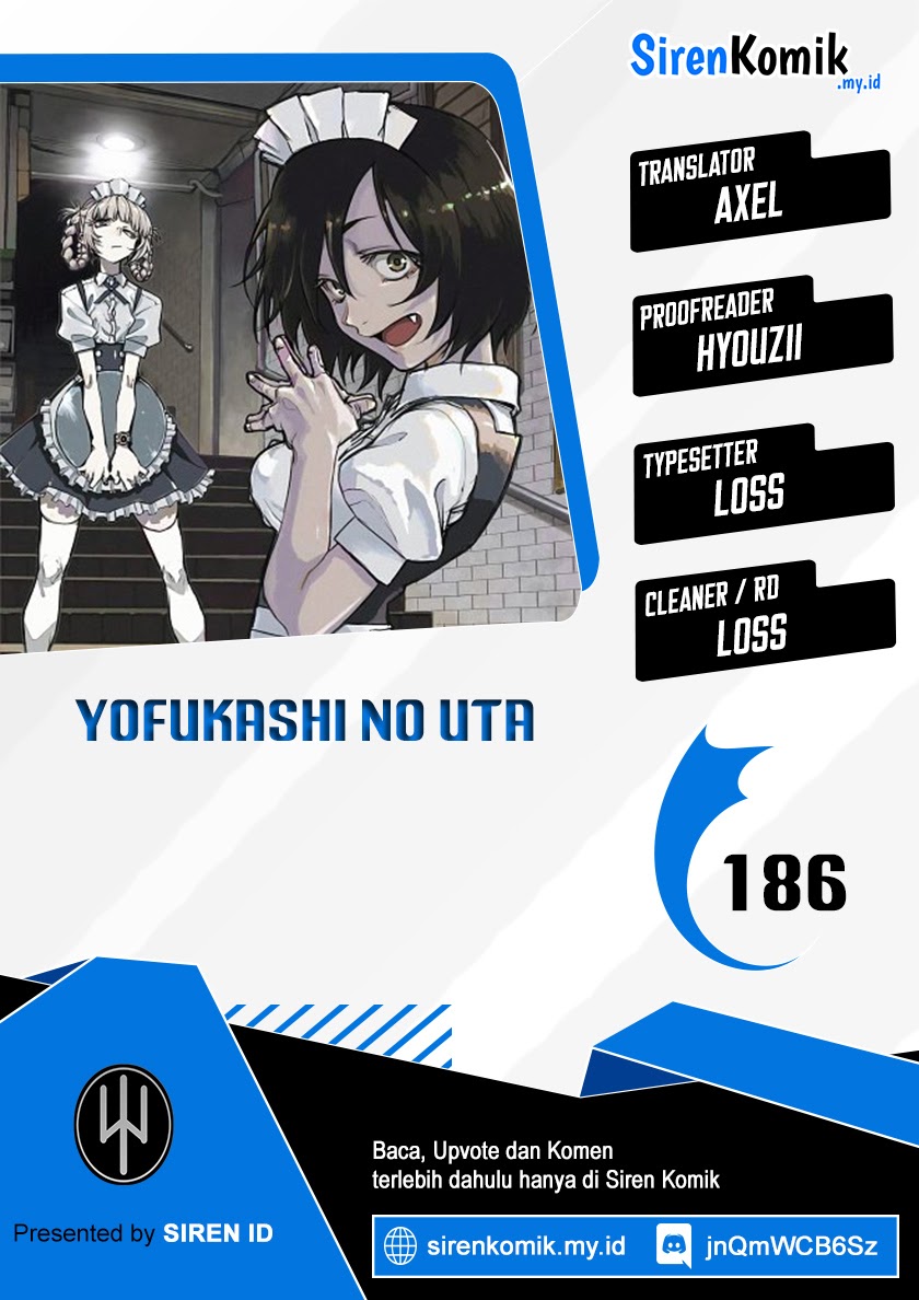 Yofukashi no Uta — Chapter 186, halaman 1
