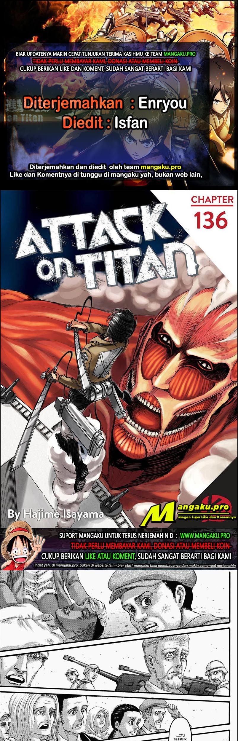 Shingeki no Kyojin — Chapter 136.1, halaman 1